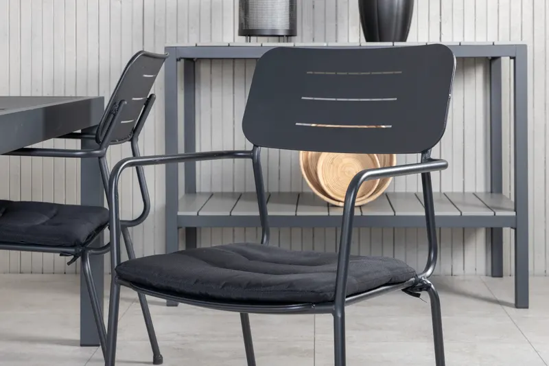 Marbella & Nicke Gartenmöbel Set mit ausziehbarem Tisch und 4 Armlehnstühlen in Schwarz, im Wohnraum, Ansicht 4
