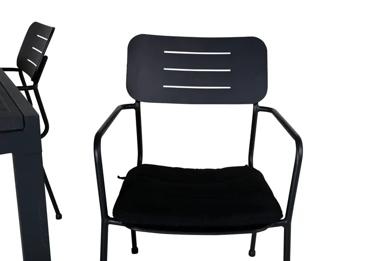 Marbella & Nicke Gartenmöbel Set mit ausziehbarem Tisch und 4 Armlehnstühlen in Schwarz, Ansicht 3