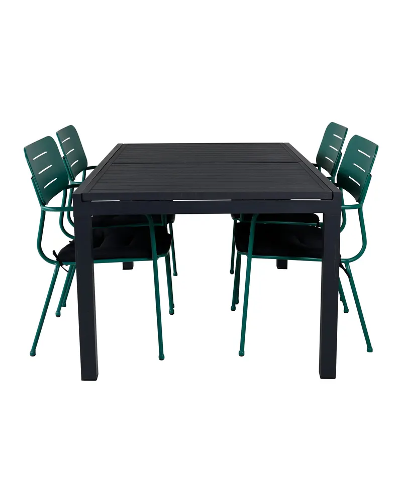 Marbella & Nicke Gartenmöbel Set mit ausziehbarem Tisch und 4 Armlehnstühlen in Grün, Ansicht 1