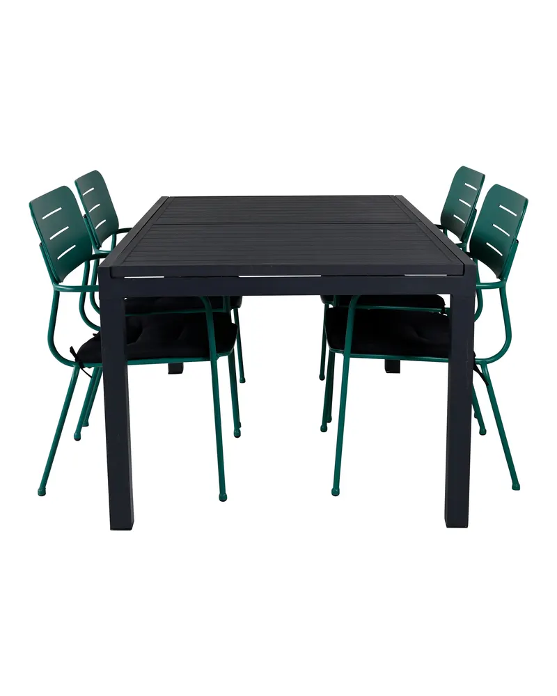 Marbella & Nicke Gartenmöbel Set mit ausziehbarem Tisch und 4 Armlehnstühlen in Grün, Ansicht 6