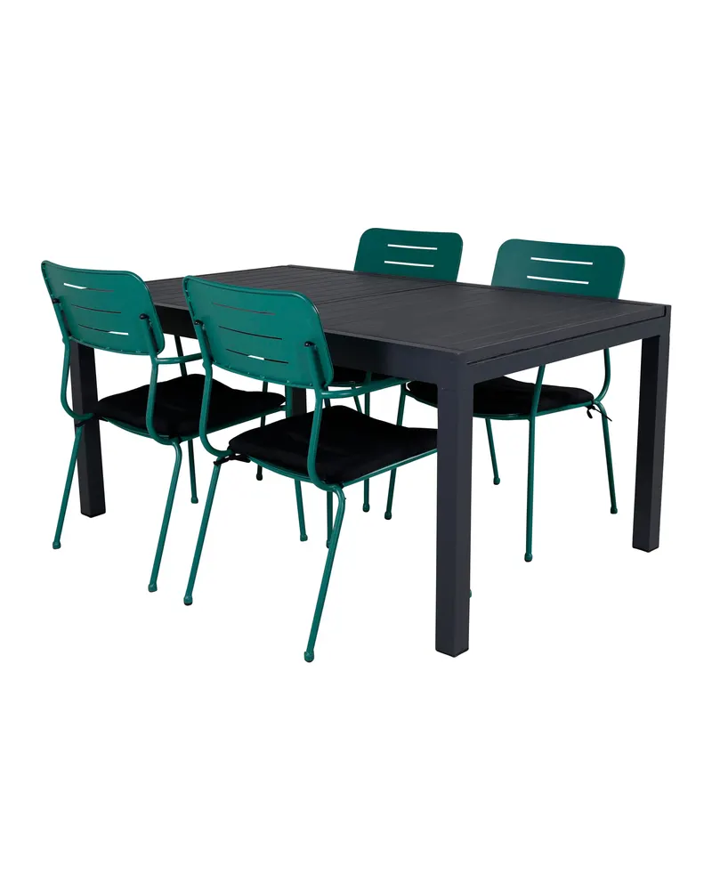 Marbella & Nicke Gartenmöbel Set mit ausziehbarem Tisch und 4 Armlehnstühlen in Grün, Ansicht 2