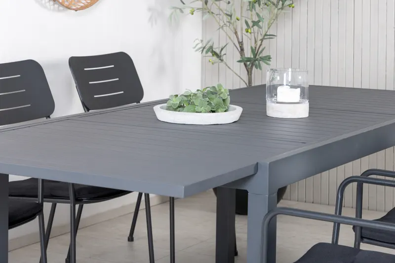 Marbella & Nicke Gartenmöbel-Set mit ausziehbarem Tisch und 6 Stühlen in Schwarz, im Wohnraum, Ansicht 3