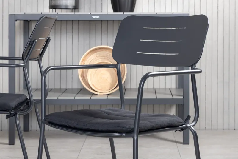 Marbella & Nicke Gartenmöbel-Set mit ausziehbarem Tisch und 6 Stühlen in Schwarz, im Wohnraum, Ansicht 4