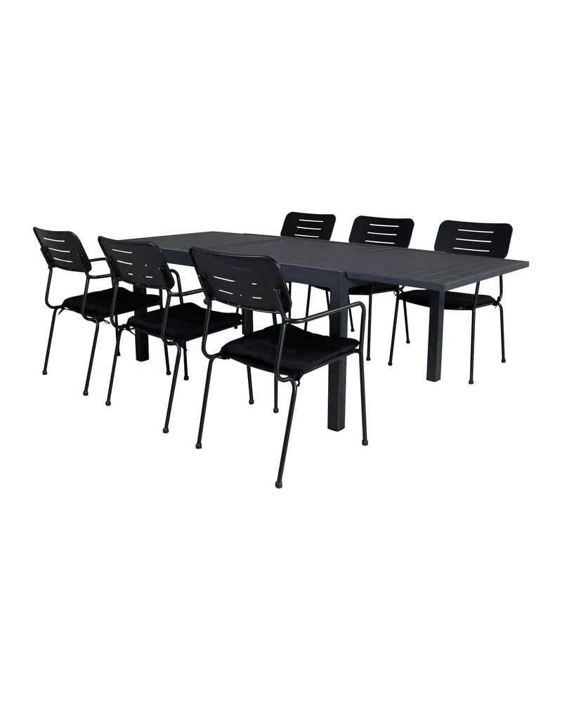 Marbella & Nicke Gartenmöbel-Set mit ausziehbarem Tisch und 6 Stühlen in Schwarz, Ansicht 2