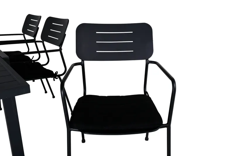 Marbella & Nicke Gartenmöbel-Set mit ausziehbarem Tisch und 6 Stühlen in Schwarz, Ansicht 3