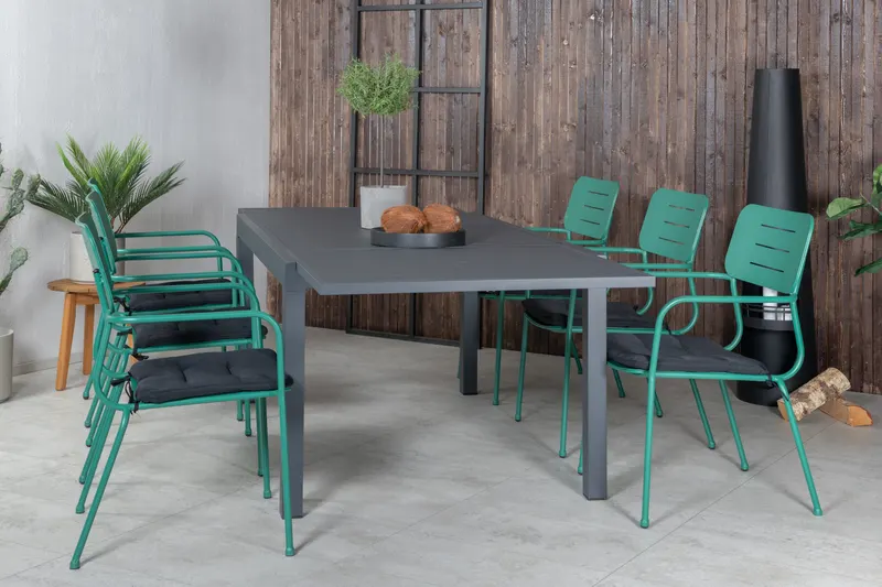 Marbella & Nicke Gartenmöbel-Set mit ausziehbarem Tisch und 6 Stühlen in Grün, im Wohnraum, Ansicht 2