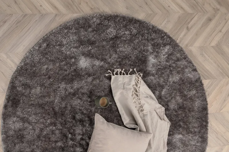 Mattis Teppich rund, Ø 200 cm in Grau, im Wohnraum, Ansicht 1