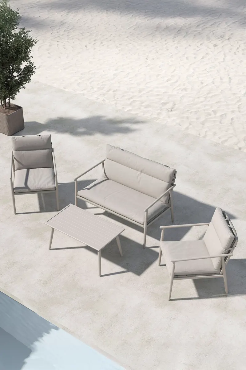 Mazzaro Gartenlounge mit Stahlgestell in Beige, im Wohnraum, Ansicht 1