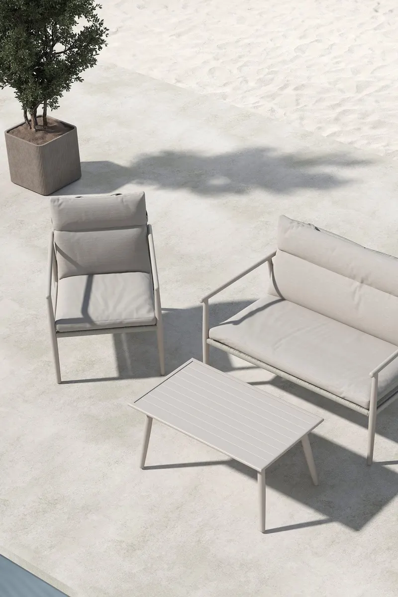 Mazzaro Gartenlounge mit Stahlgestell in Beige, im Wohnraum, Ansicht 2