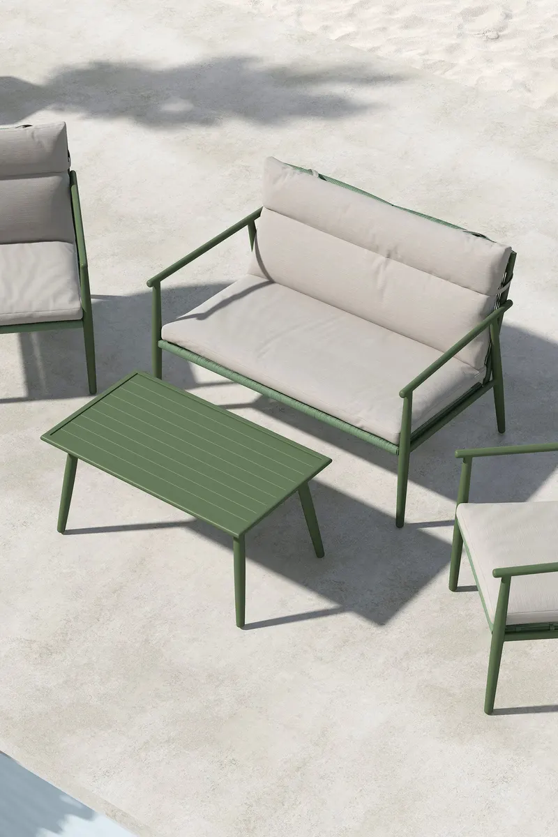 Mazzaro Gartenlounge mit Stahlgestell in Grün, im Wohnraum, Ansicht 2