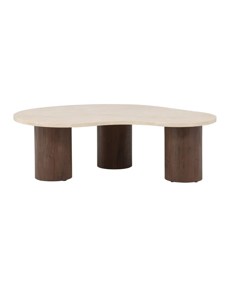 Megg Couchtisch mit geschwungener Platte in Beige, Gestell Mokka, Ansicht 2