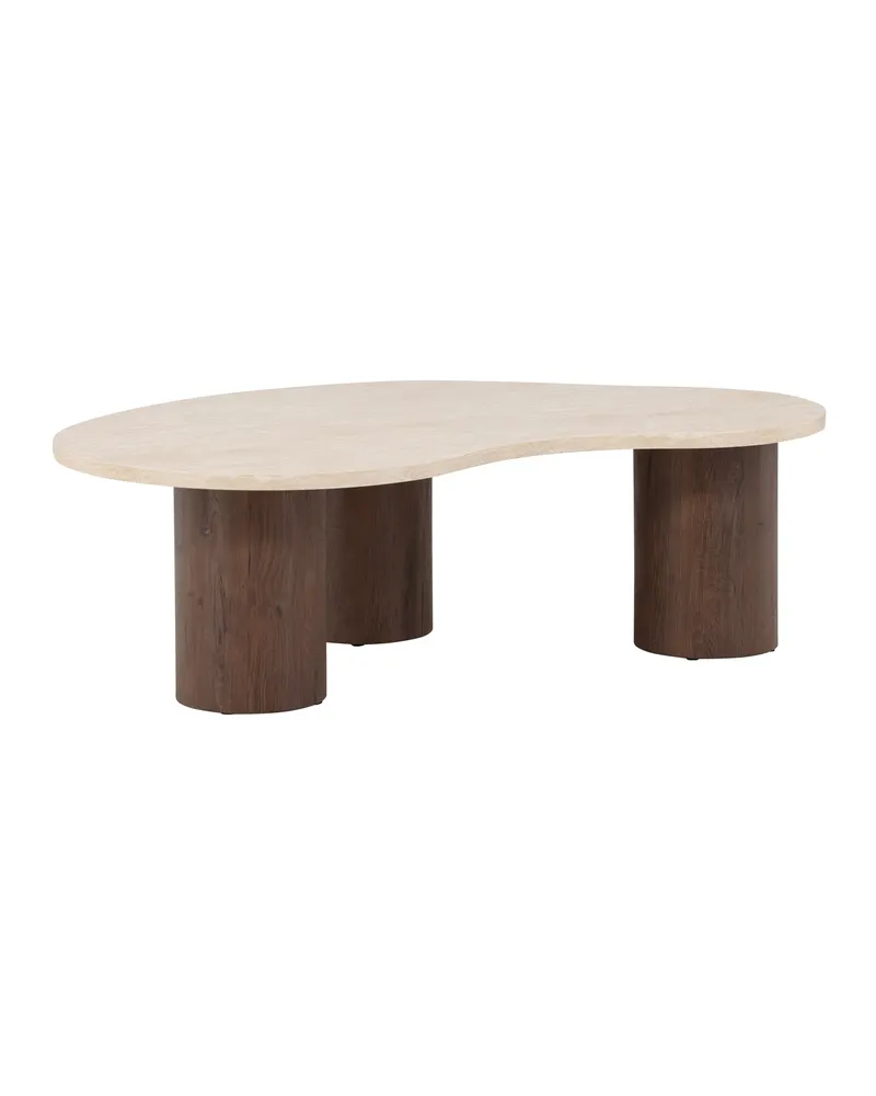 Megg Couchtisch mit geschwungener Platte in Beige, Gestell Mokka, Ansicht 3