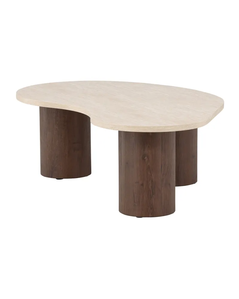 Megg Couchtisch mit geschwungener Platte in Beige, Gestell Mokka, Ansicht 5