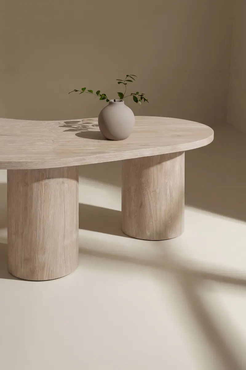 Megg Couchtisch mit geschwungener Platte in Natur, im Wohnraum, Ansicht 3