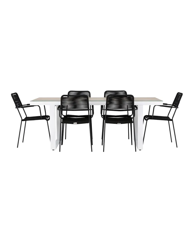Merlo & Lindos Gartenmöbel-Set mit Glastisch und 6 Seilstühlen, Ansicht 7