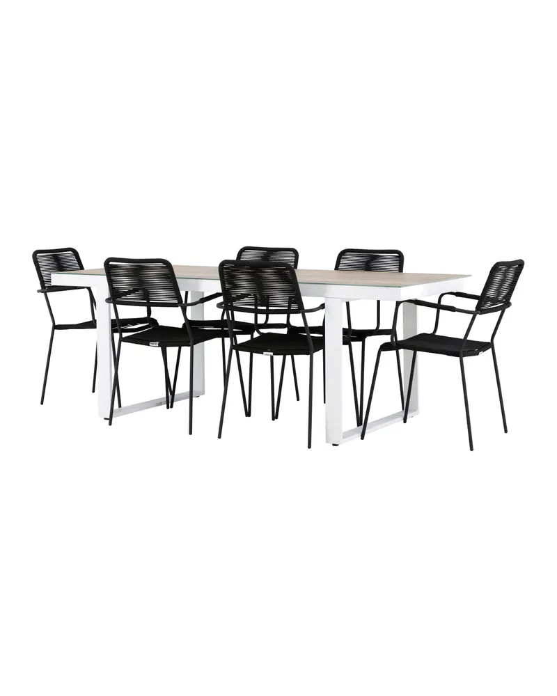 Merlo & Lindos Gartenmöbel-Set mit Glastisch und 6 Seilstühlen, Ansicht 8