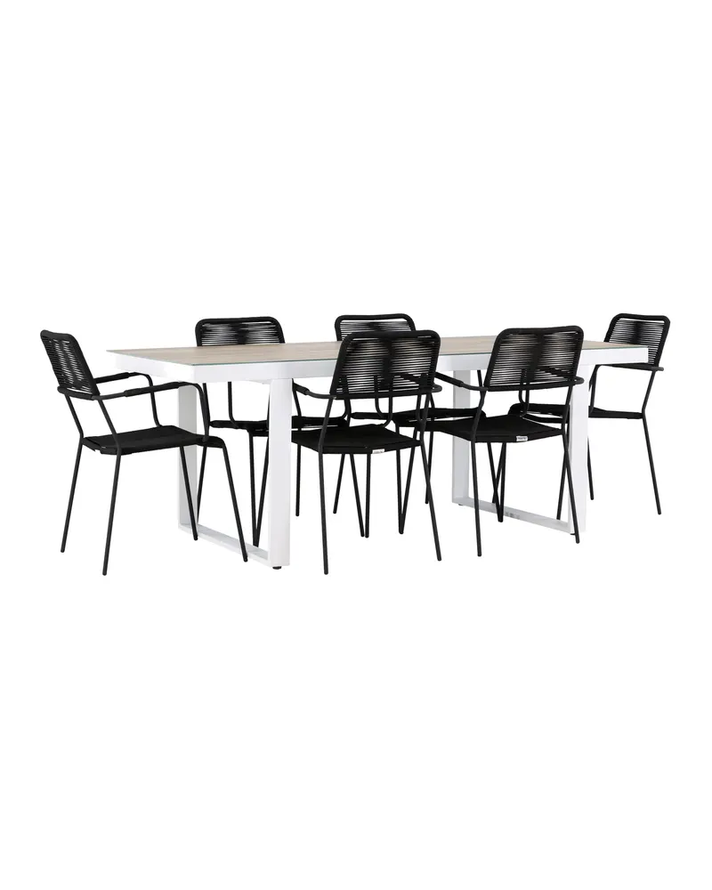 Merlo & Lindos Gartenmöbel-Set mit Glastisch und 6 Seilstühlen, Ansicht 12