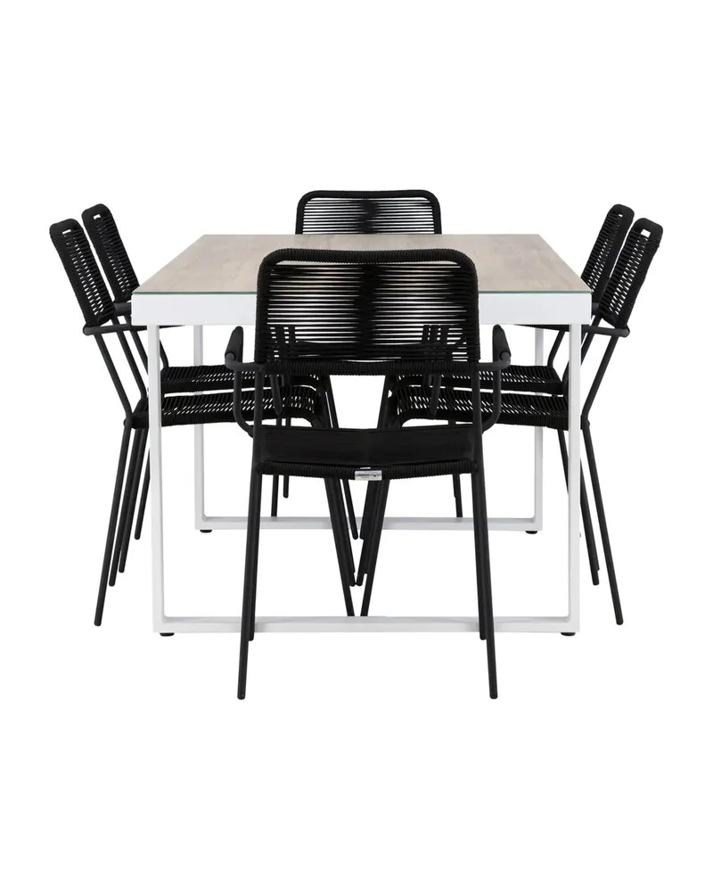 Merlo & Lindos Gartenmöbel-Set mit Glastisch und 6 Seilstühlen, Ansicht 3
