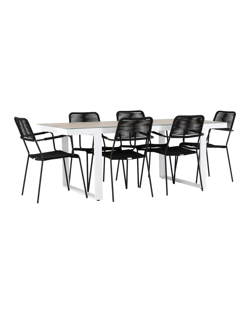 Merlo & Lindos Gartenmöbel-Set mit Glastisch und 6 Seilstühlen, Ansicht 4