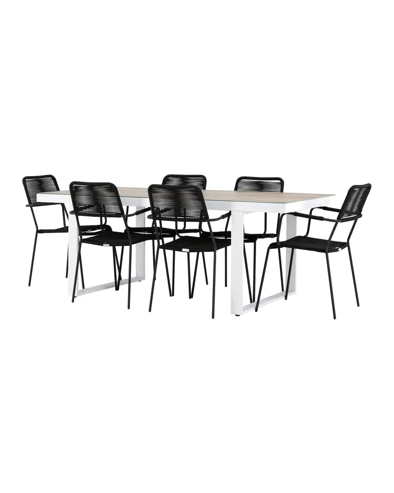 Merlo & Lindos Gartenmöbel-Set mit Glastisch und 6 Seilstühlen, Ansicht 5