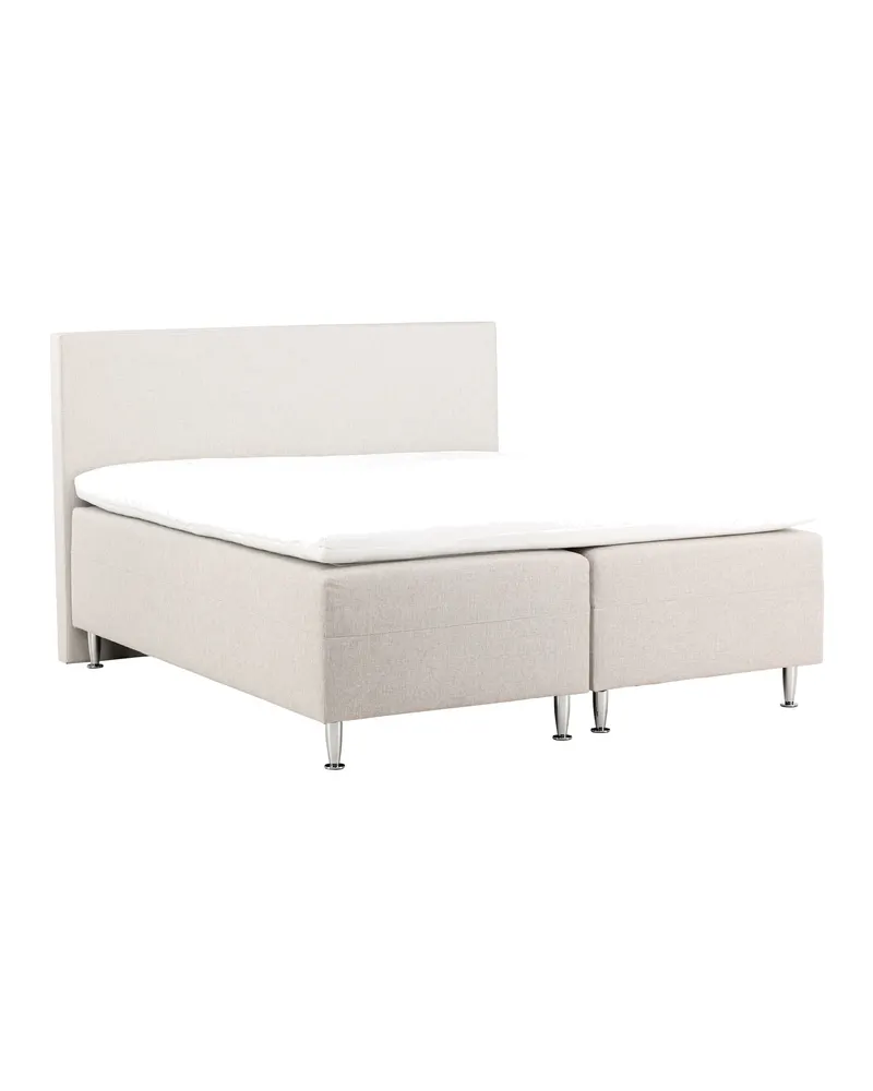 Mesa Polsterbett 180 × 200 cm mit Kopfteil, Bezug abnehmbar, Beige, Gestell Silber