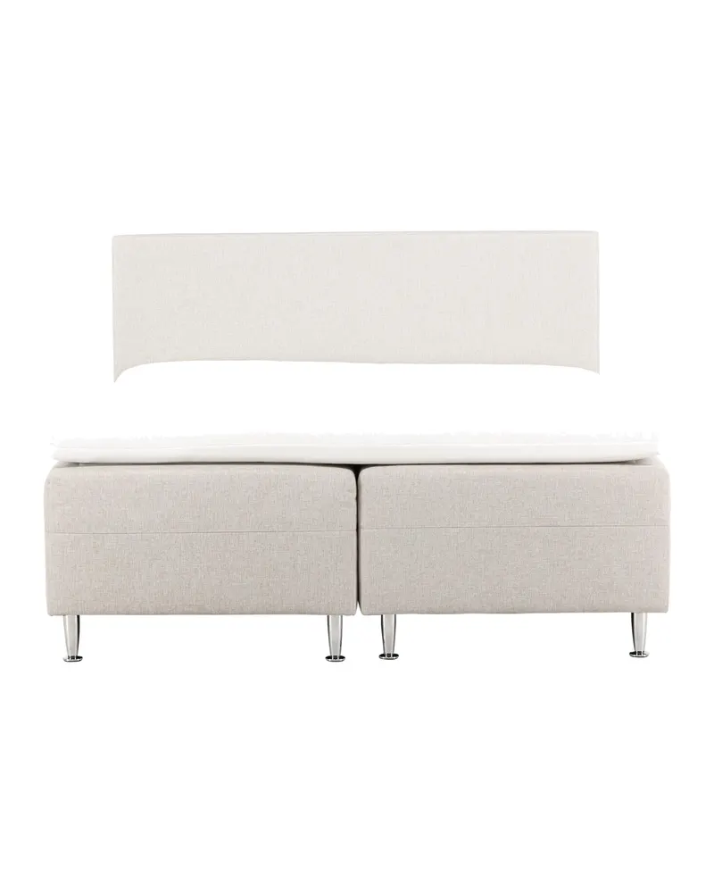 Mesa Polsterbett 180 × 200 cm mit Kopfteil in Beige, Gestell Silber, Ansicht 2