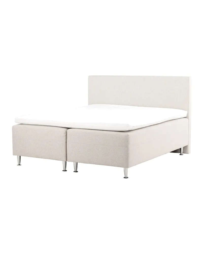 Mesa Polsterbett 180 × 200 cm mit Kopfteil in Beige, Gestell Silber, Ansicht 3