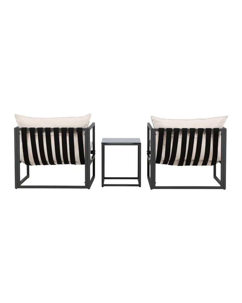 Messina Gartenlounge mit zwei Sesseln und Glastisch in Table:50 × 40 × 45Sofa:75 × 75 × 61 cm, Schwarz, Ansicht 10