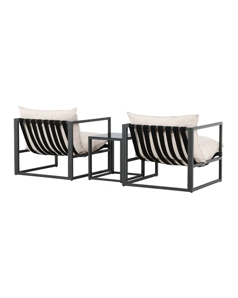 Messina Gartenlounge mit zwei Sesseln und Glastisch in Table:50 × 40 × 45Sofa:75 × 75 × 61 cm, Schwarz, Ansicht 4