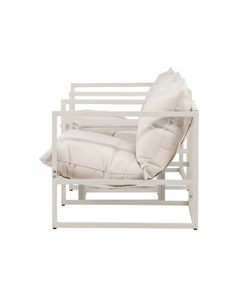 Messina Gartenlounge mit zwei Sesseln und Glastisch in Table:50 × 40 × 45Sofa:75 × 75 × 61 cm, Beige, Ansicht 9