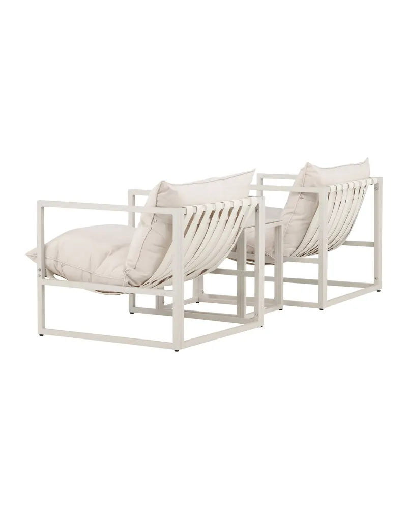 Messina Gartenlounge mit zwei Sesseln und Glastisch in Table:50 × 40 × 45Sofa:75 × 75 × 61 cm, Beige, Ansicht 10