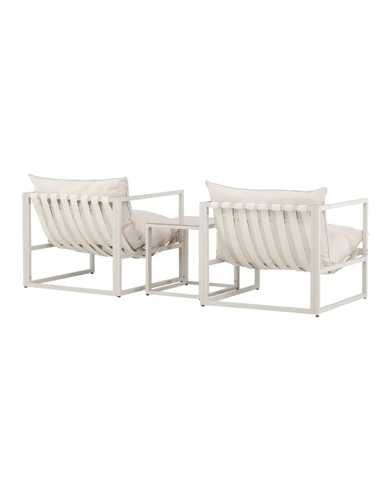 Messina Gartenlounge mit zwei Sesseln und Glastisch in Table:50 × 40 × 45Sofa:75 × 75 × 61 cm, Beige, Ansicht 11