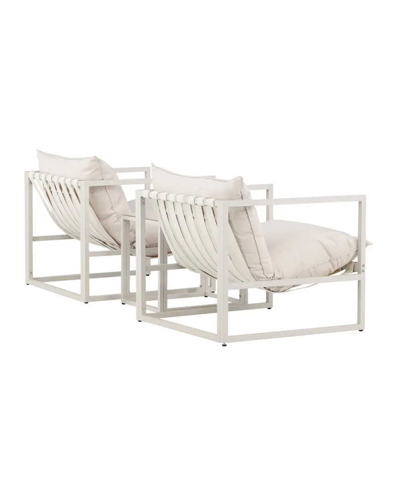 Messina Gartenlounge mit zwei Sesseln und Glastisch in Table:50 × 40 × 45Sofa:75 × 75 × 61 cm, Beige, Ansicht 12
