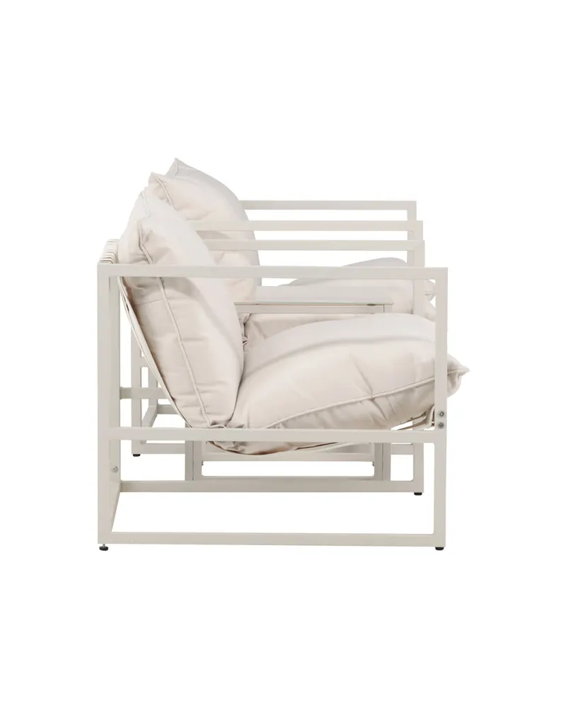 Messina Gartenlounge mit zwei Sesseln und Glastisch in Table:50 × 40 × 45Sofa:75 × 75 × 61 cm, Beige, Ansicht 4