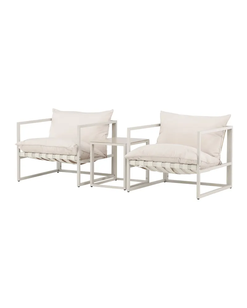 Messina Gartenlounge mit zwei Sesseln und Glastisch in Table:50 × 40 × 45Sofa:75 × 75 × 61 cm, Beige, Ansicht 5