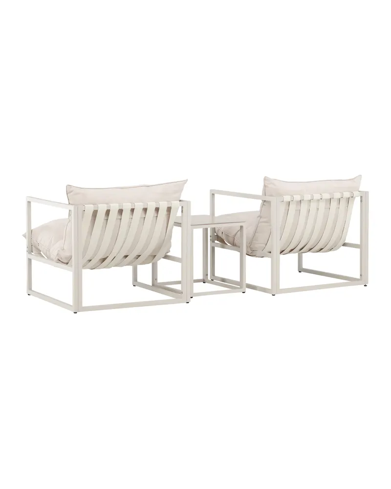 Messina Gartenlounge mit zwei Sesseln und Glastisch in Table:50 × 40 × 45Sofa:75 × 75 × 61 cm, Beige, Ansicht 6