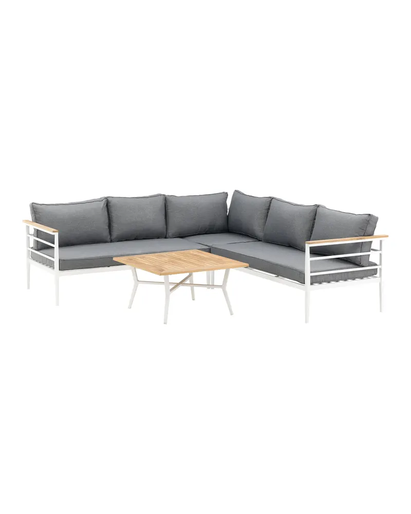 Mexico Gartenlounge mit Ecksofa und Teak-Couchtisch