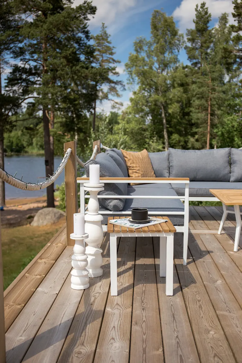 Mexico Gartenlounge mit Ecksofa und Teak-Couchtisch, im Wohnraum, Ansicht 2