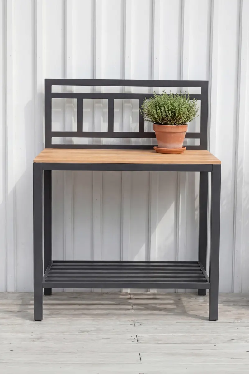 Mexico Outdoor-Küchenmodul mit Teakplatte, im Wohnraum, Ansicht 1