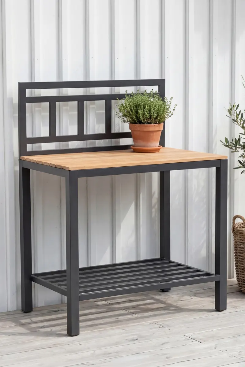 Mexico Outdoor-Küchenmodul mit Teakplatte, im Wohnraum, Ansicht 2