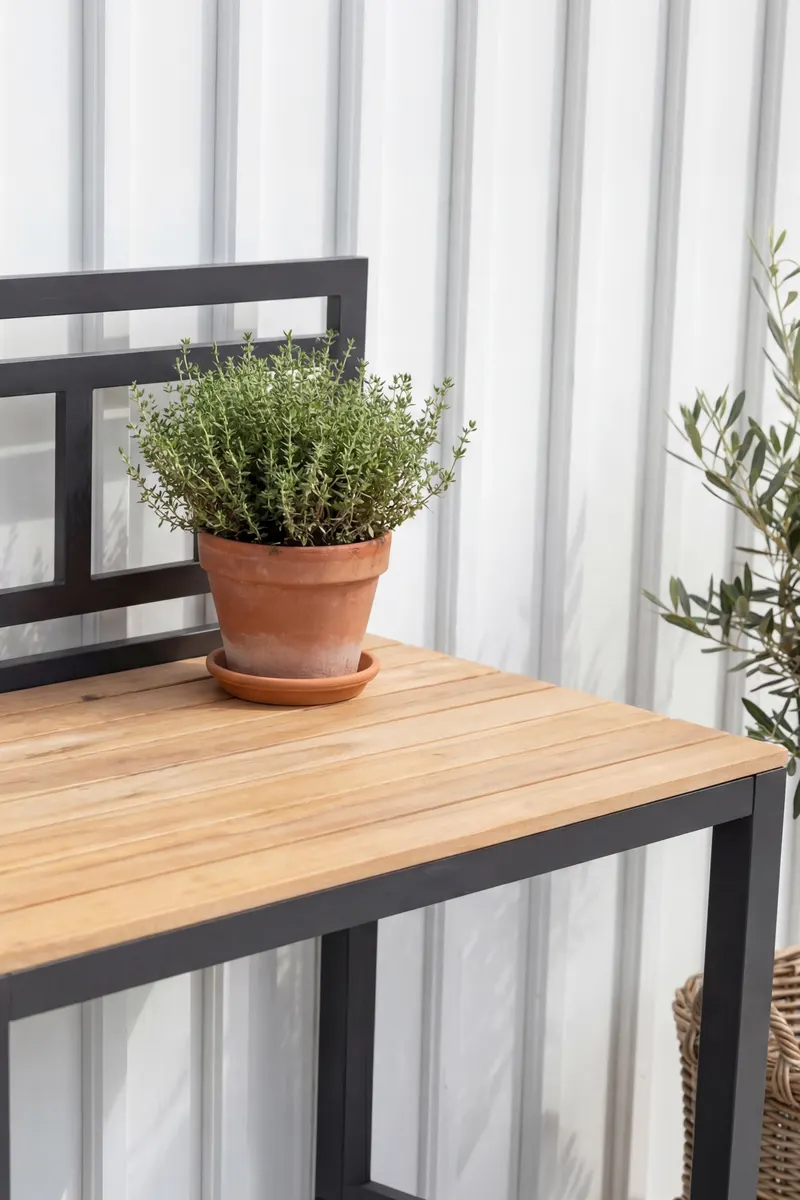Mexico Outdoor-Küchenmodul mit Teakplatte, im Wohnraum, Ansicht 3