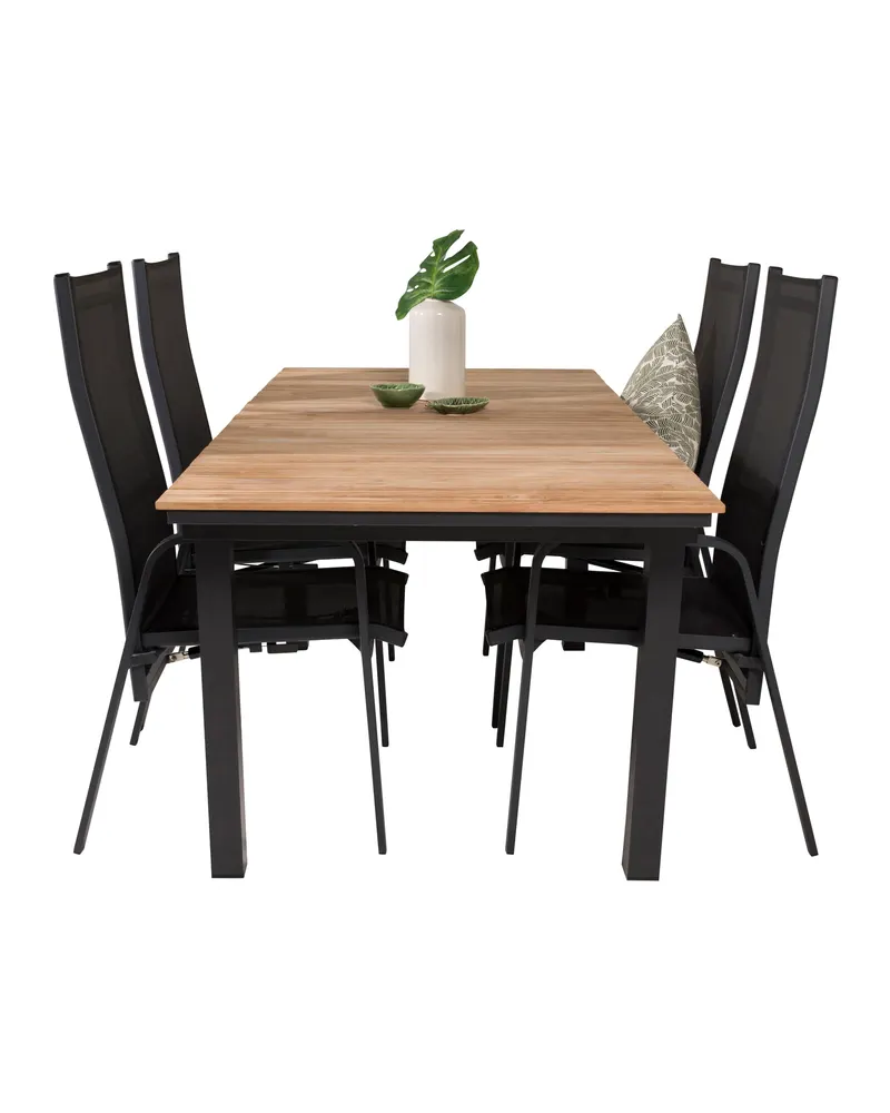 Mexico & Copacabana Gartenmöbel-Set mit Teaktisch und 4 Gartensesseln, Ansicht 1