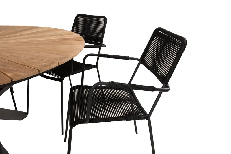 Mexico & Lindos rundes Gartenmöbel-Set mit 6 Stühlen in Schwarz, Ansicht 4