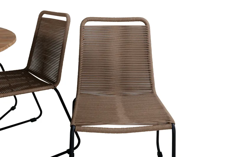 Mexico & Lindos rundes Gartenmöbel-Set mit 6 Stühlen in Braun, Gestell Schwarz, Ansicht 2