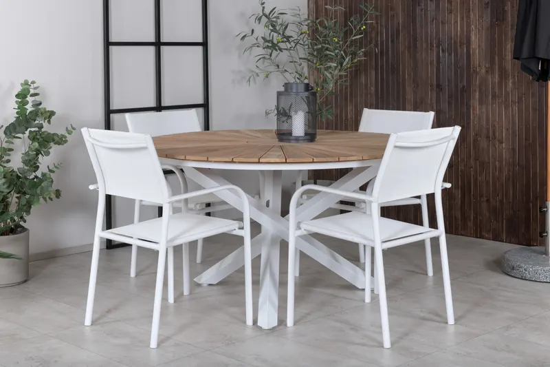 Mexico & Santorini Gartenmöbel-Set mit rundem Tisch und 4 Armlehnstühlen, im Wohnraum, Ansicht 1