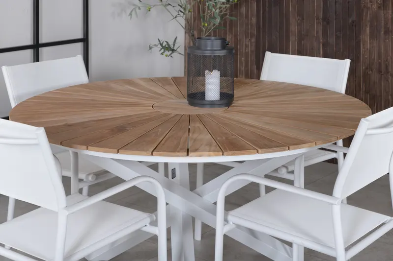 Mexico & Santorini Gartenmöbel-Set mit rundem Tisch und 4 Armlehnstühlen, im Wohnraum, Ansicht 2