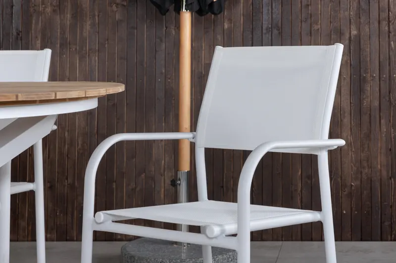 Mexico & Santorini Gartenmöbel-Set mit rundem Tisch und 4 Armlehnstühlen, im Wohnraum, Ansicht 3