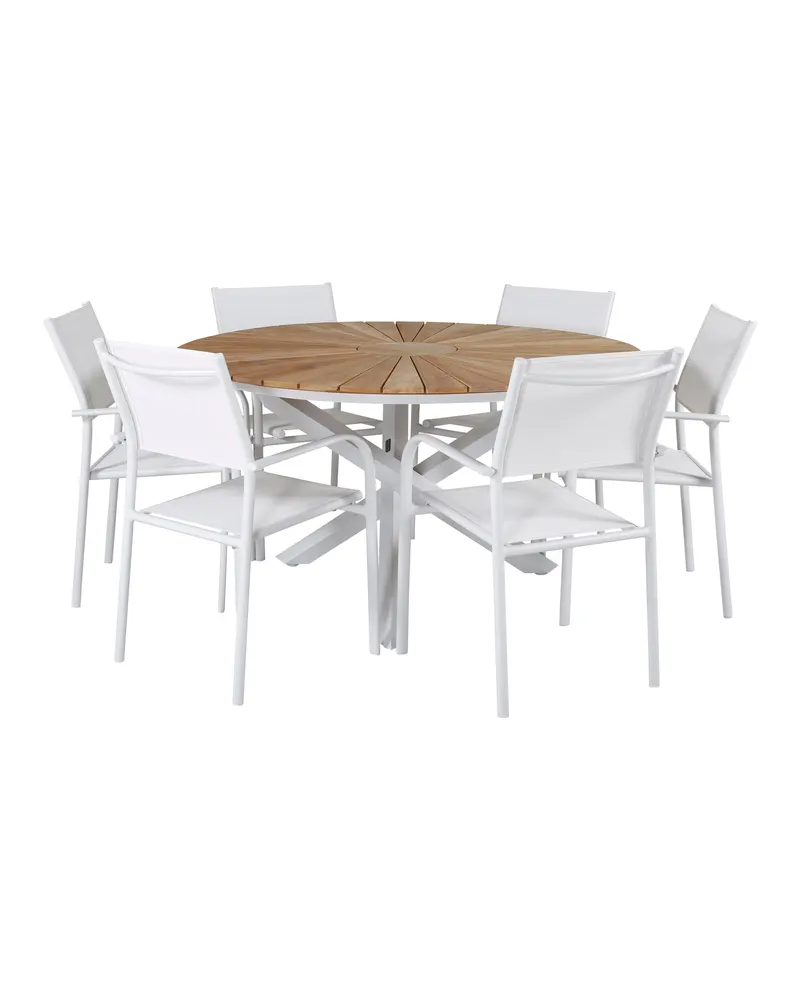 Mexico & Santorini Gartenmöbel-Set mit rundem Tisch und 6 Armlehnstühlen, Ansicht 1