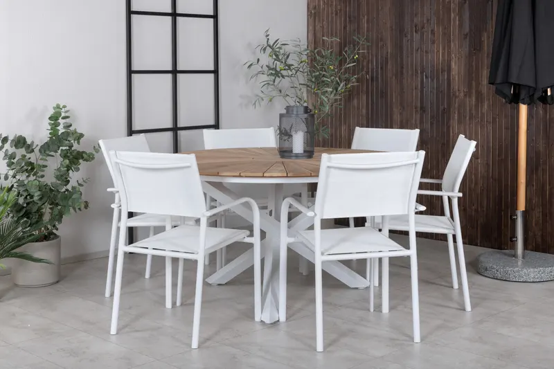 Mexico & Santorini Gartenmöbel-Set mit rundem Tisch und 6 Armlehnstühlen, im Wohnraum, Ansicht 1