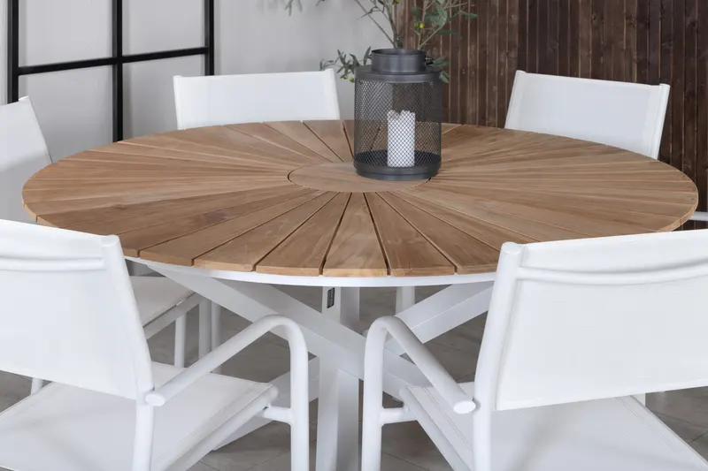 Mexico & Santorini Gartenmöbel-Set mit rundem Tisch und 6 Armlehnstühlen, im Wohnraum, Ansicht 2